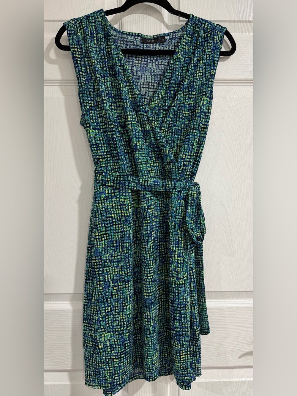 Apt. 9 Green and Blue Printed Wrap-Style Midi Dress